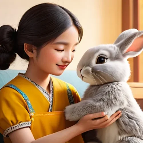 Home 23 콩지래빗 주변 인물 관계 - **Prompt 1: Warm Family Embrace**
"A heartwarming scene depicting a cute, anthropomorphic rabbit...