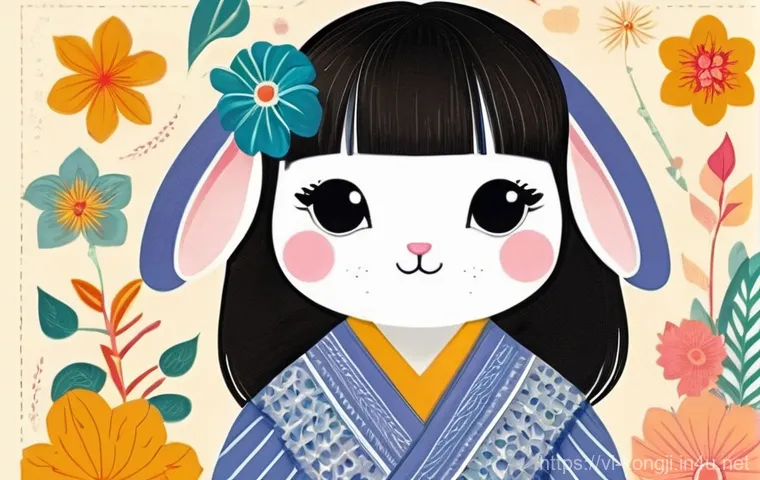콩지래빗 캐릭터의 대중성 비결 - **Prompt:** An expressive and dynamic illustration capturing Kongji the Rabbit and two of its adorab...